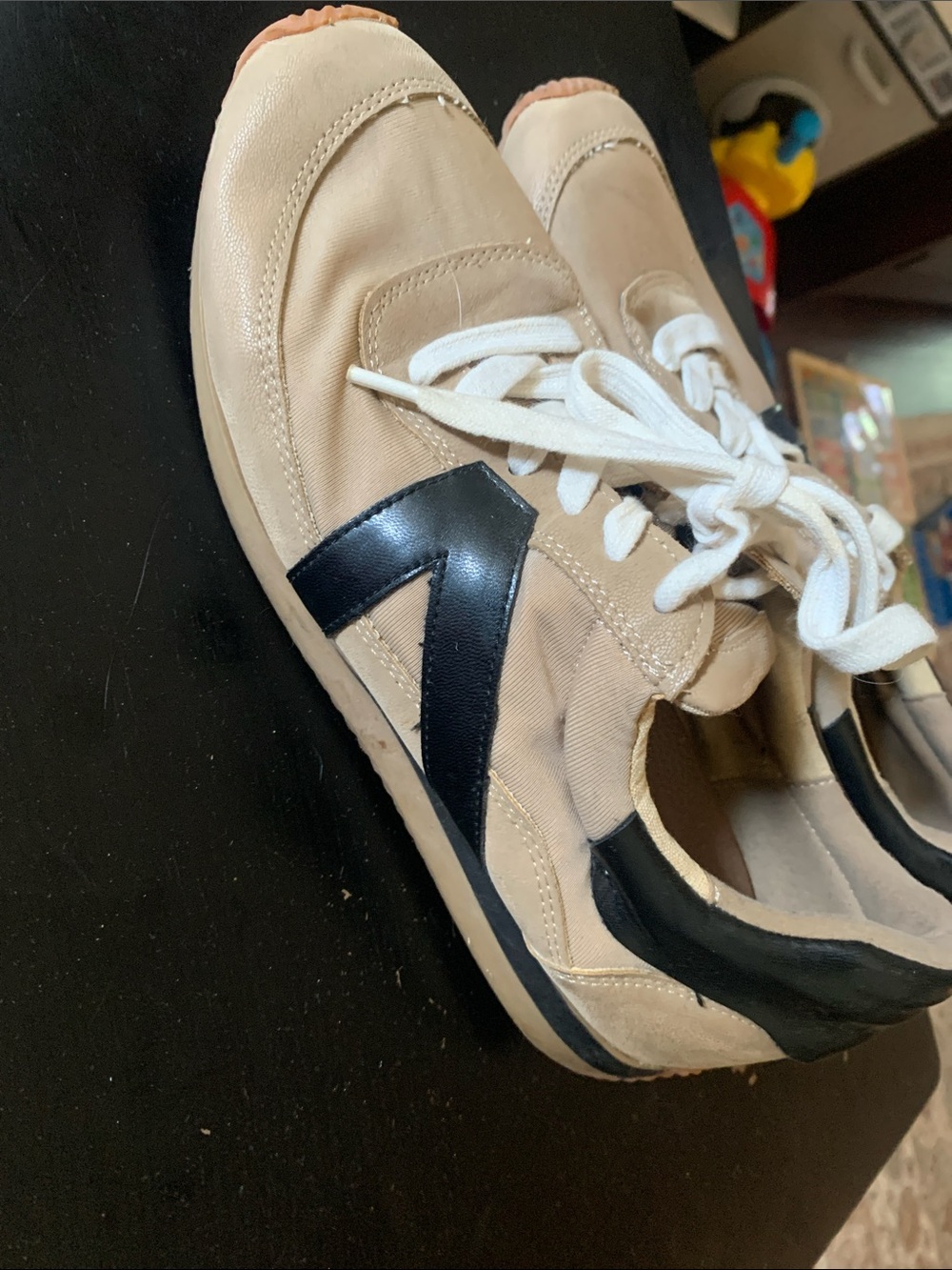 LOFT Beige Sneakers with Black Accents